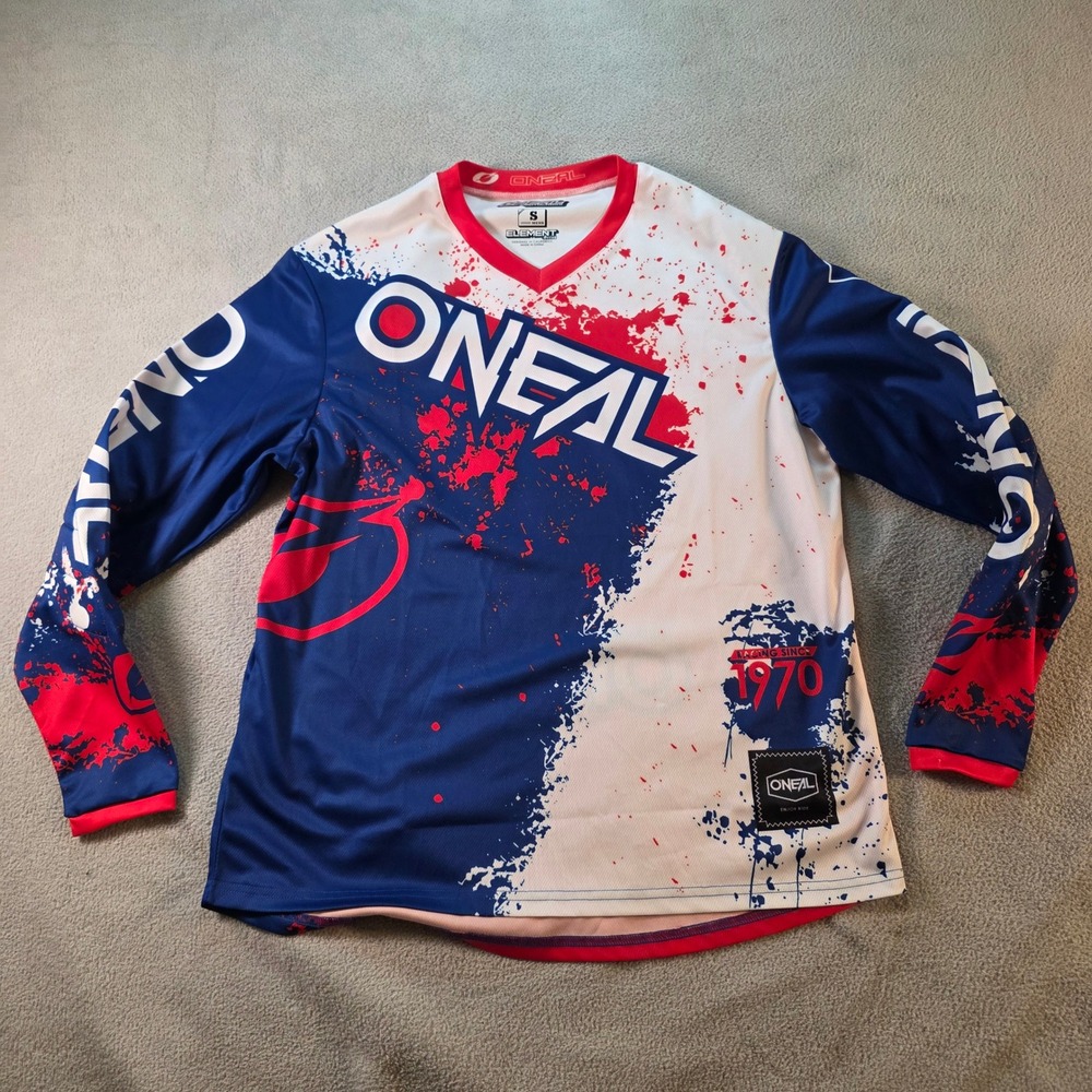 ONeal Element Series Motocross Jersey Mens Small Red White Blue Racing Top